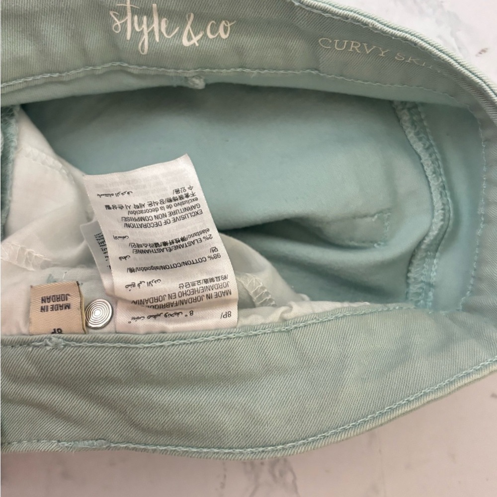 Style & Co Denim Jeans Sz 8P Petite Curvy Skinny Leg Stretch Mint Soft W - Picture 7 of 7